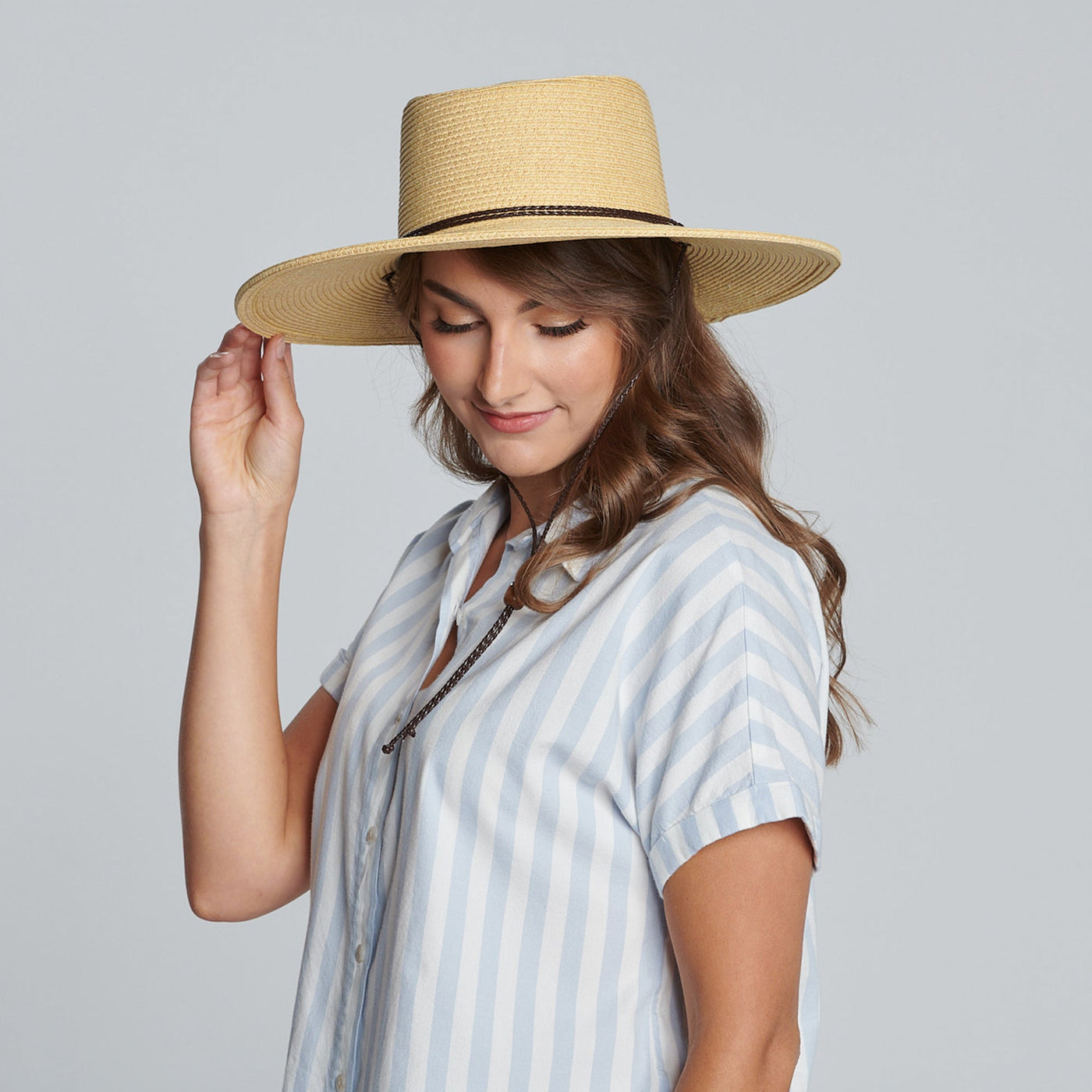 SUN BRIM - Womens Ultrabraid Sun Brim Hat With Chin Cord