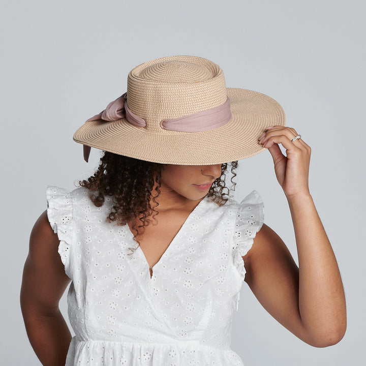 Women's Sun Brim Boater Hat with Scarf Bow – San Diego Hat