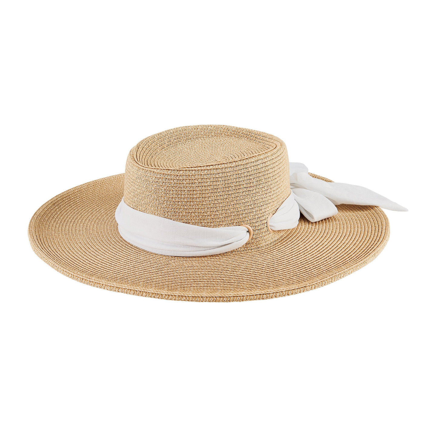 SUN BRIM - Women's Sun Brim Boater Hat With Scarf Bow