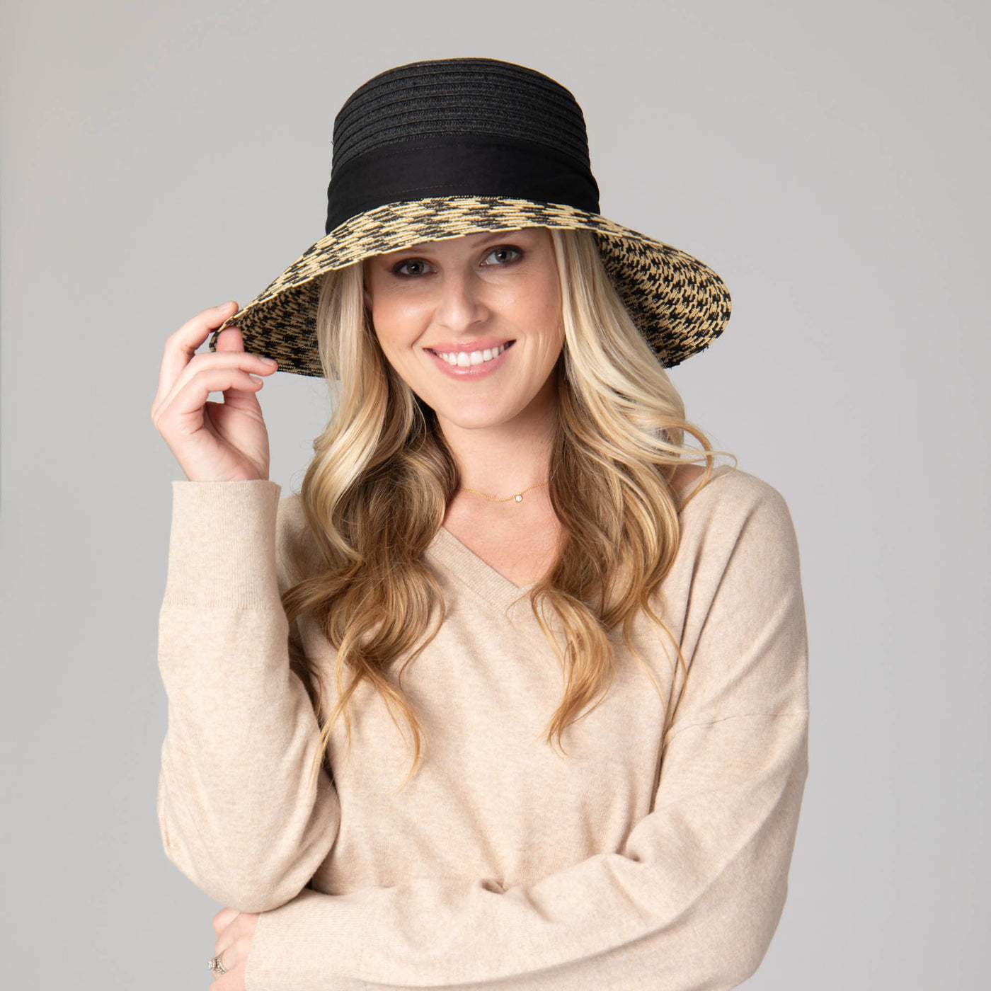 Women's Contrast Round Crown Sun Hat-SUN BRIM-San Diego Hat Company