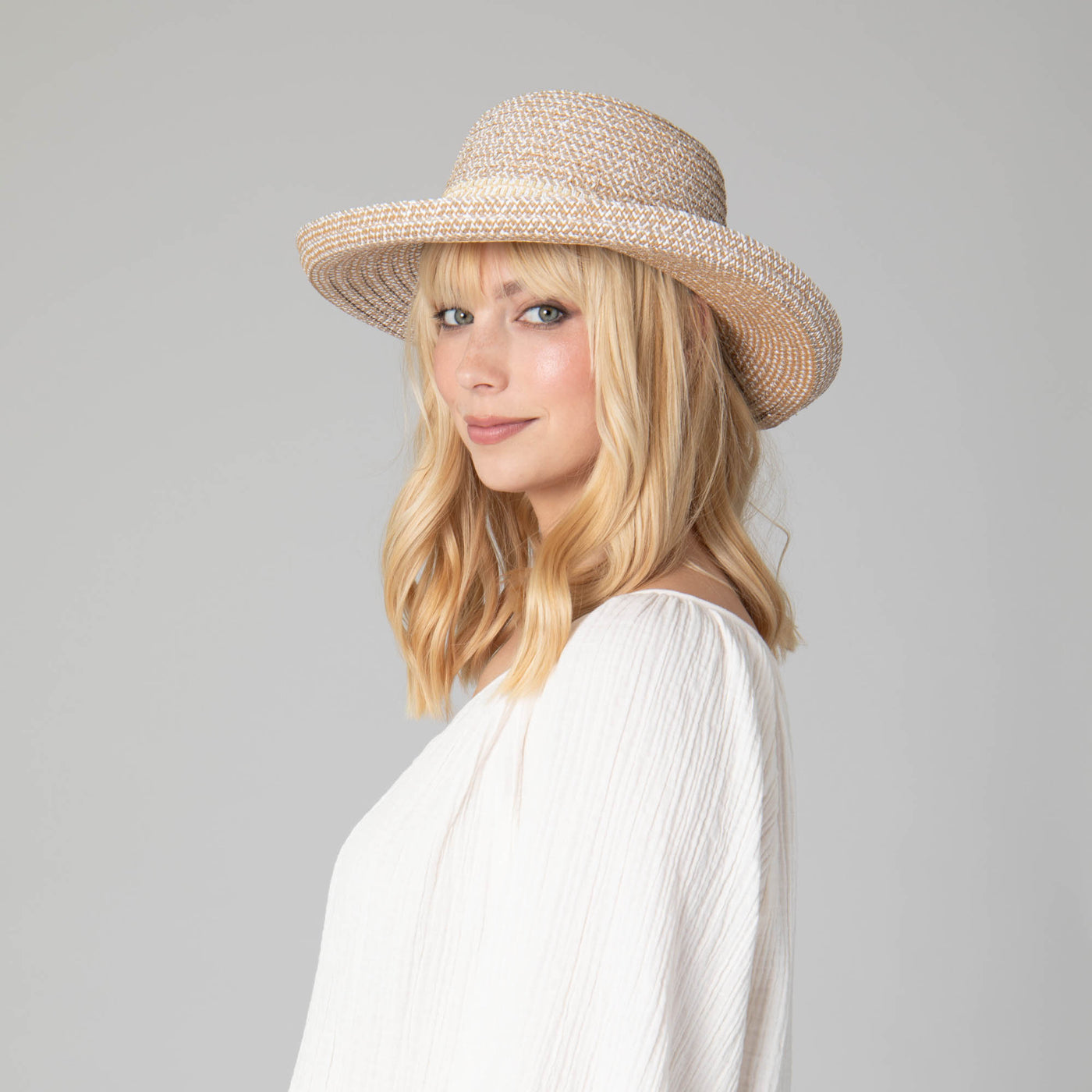 Women's Ultrabraid Turned Up Kettle Brim with Gold Chain Trim-KETTLE BRIM-San Diego Hat Company