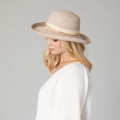 Women's Ultrabraid Turned Up Kettle Brim with Gold Chain Trim-KETTLE BRIM-San Diego Hat Company