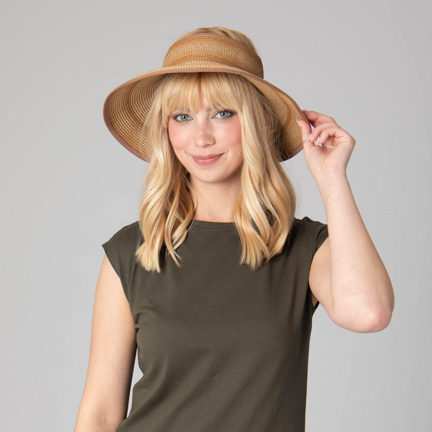 Women's Neutral Colored Ultrabraided Large Brim Packable Visor-VISOR-San Diego Hat Company