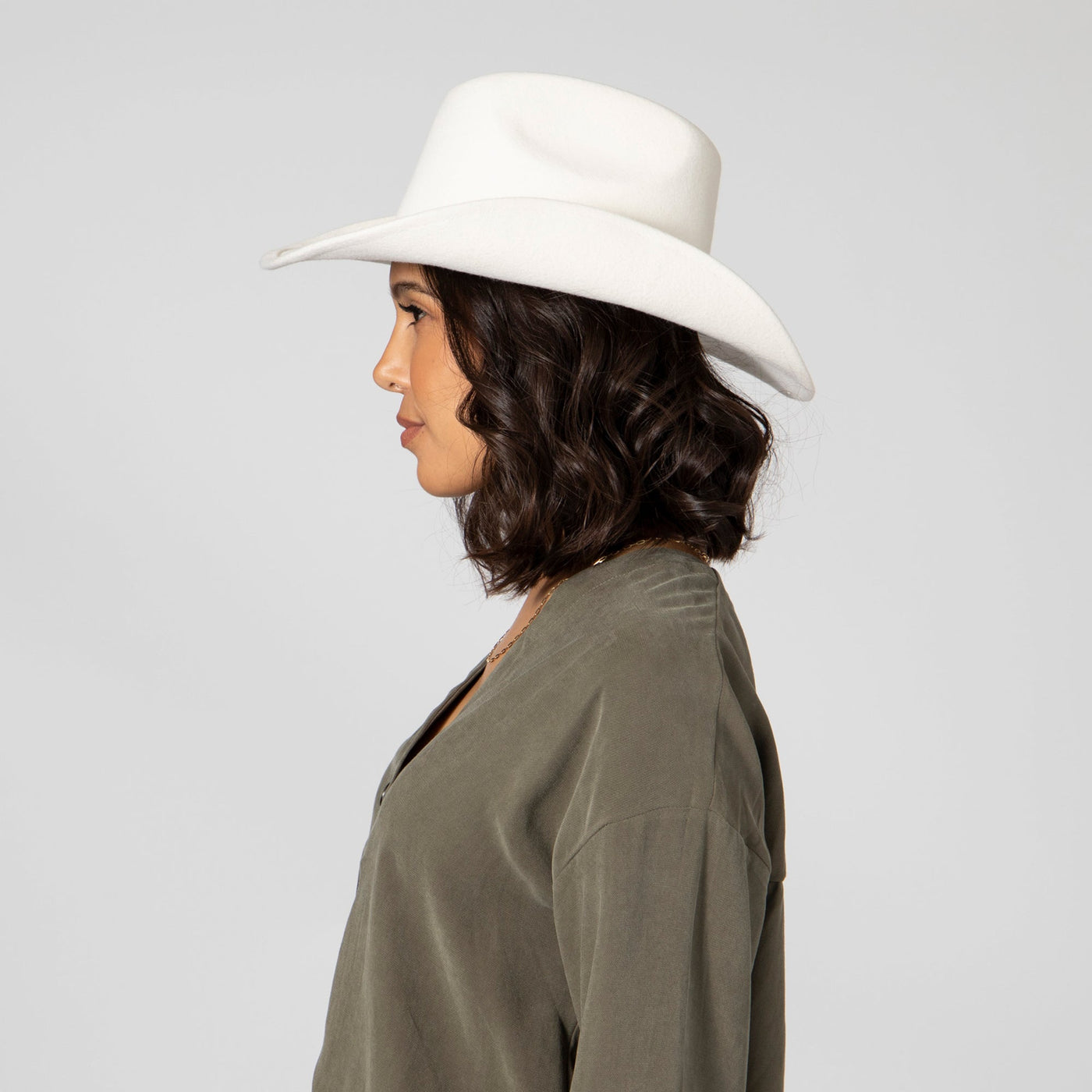 COWBOY - Women's Felt Cowboy Hat W/Twisted Faux Leather Band