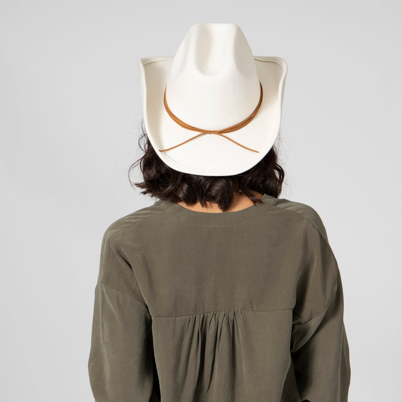 COWBOY - Women's Felt Cowboy Hat W/Twisted Faux Leather Band