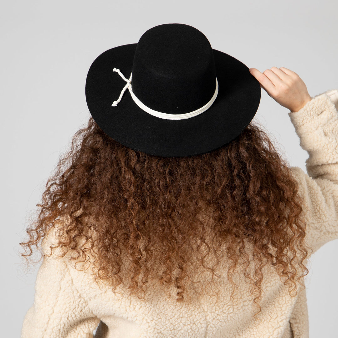 Wynola Women's Wool Felt Wide Brim Boater with Triple Wrapped