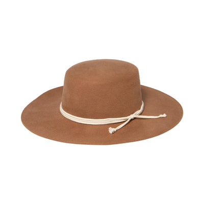 BOATER - Women's Wool Felt Wide Brim Boater With Triple Wrapped Rope Trim