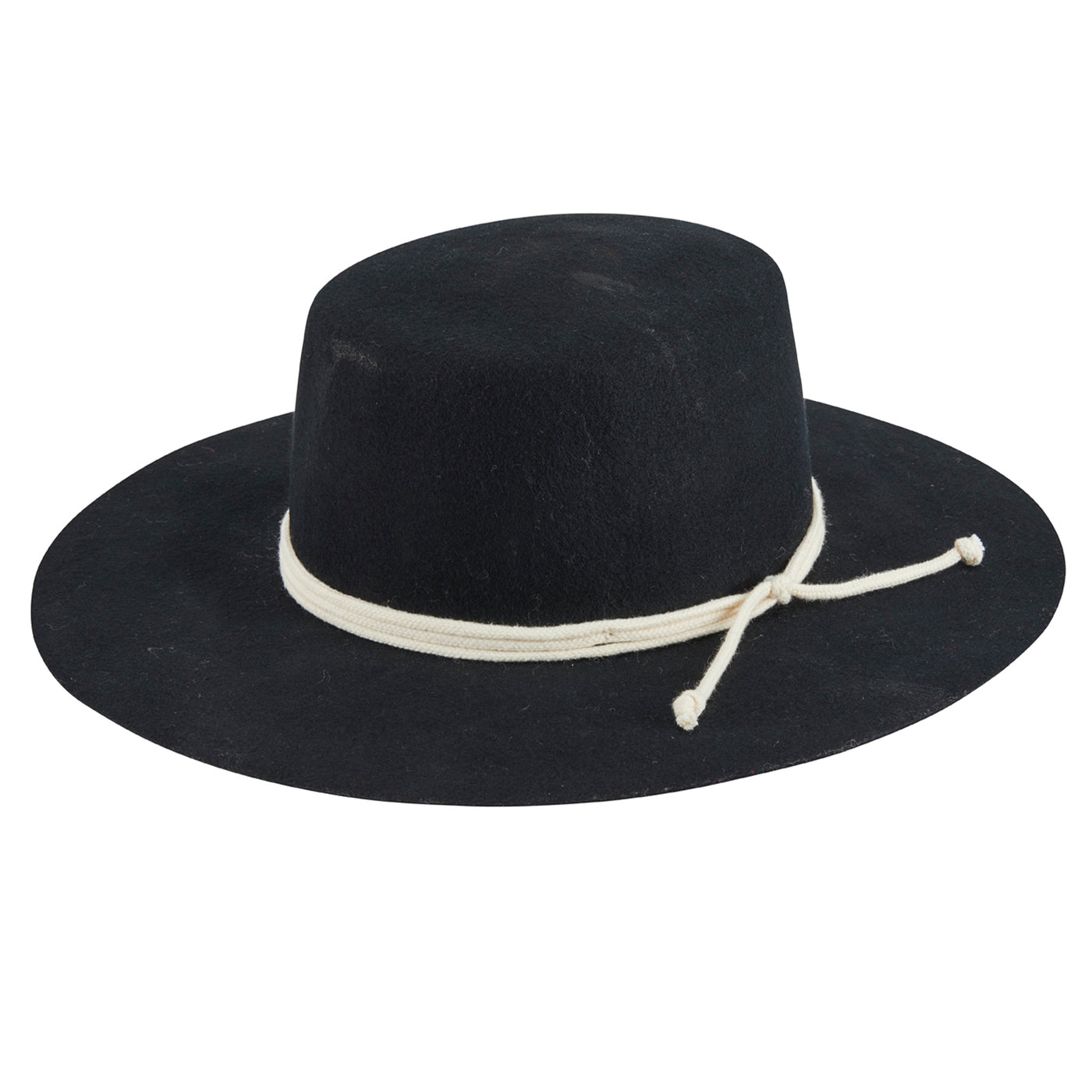 BOATER - Women's Wool Felt Wide Brim Boater With Triple Wrapped Rope Trim