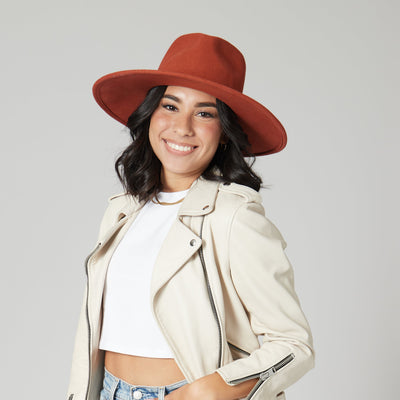 FEDORA - Flameworthy - Women's Felt Fedora W/ Belted Sliced Band