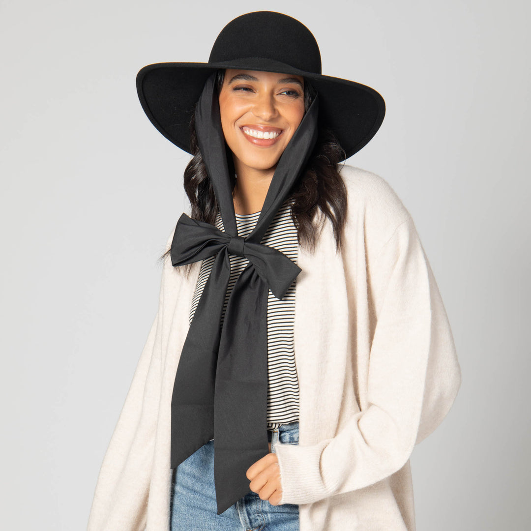 Stella Wool Felt Floppy Hat with Eleongated Chin Ties WFH8255 San Diego Hat Company