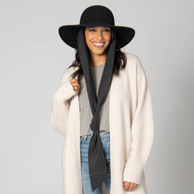 Stella - Wool Felt Floppy Hat with Eleongated Chin Ties (WFH8255)-FLOPPY-San Diego Hat Company