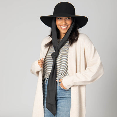 Stella - Wool Felt Floppy Hat with Eleongated Chin Ties (WFH8255)-FLOPPY-San Diego Hat Company