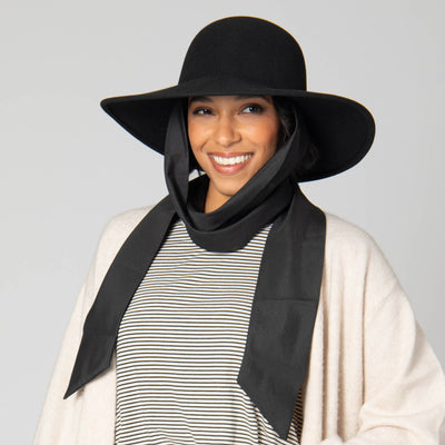 Stella - Wool Felt Floppy Hat with Eleongated Chin Ties (WFH8255)-FLOPPY-San Diego Hat Company