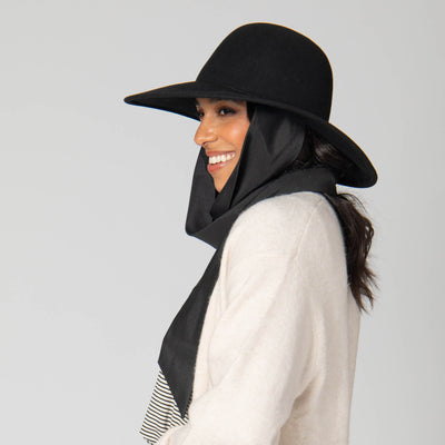 Stella - Wool Felt Floppy Hat with Eleongated Chin Ties (WFH8255)-FLOPPY-San Diego Hat Company