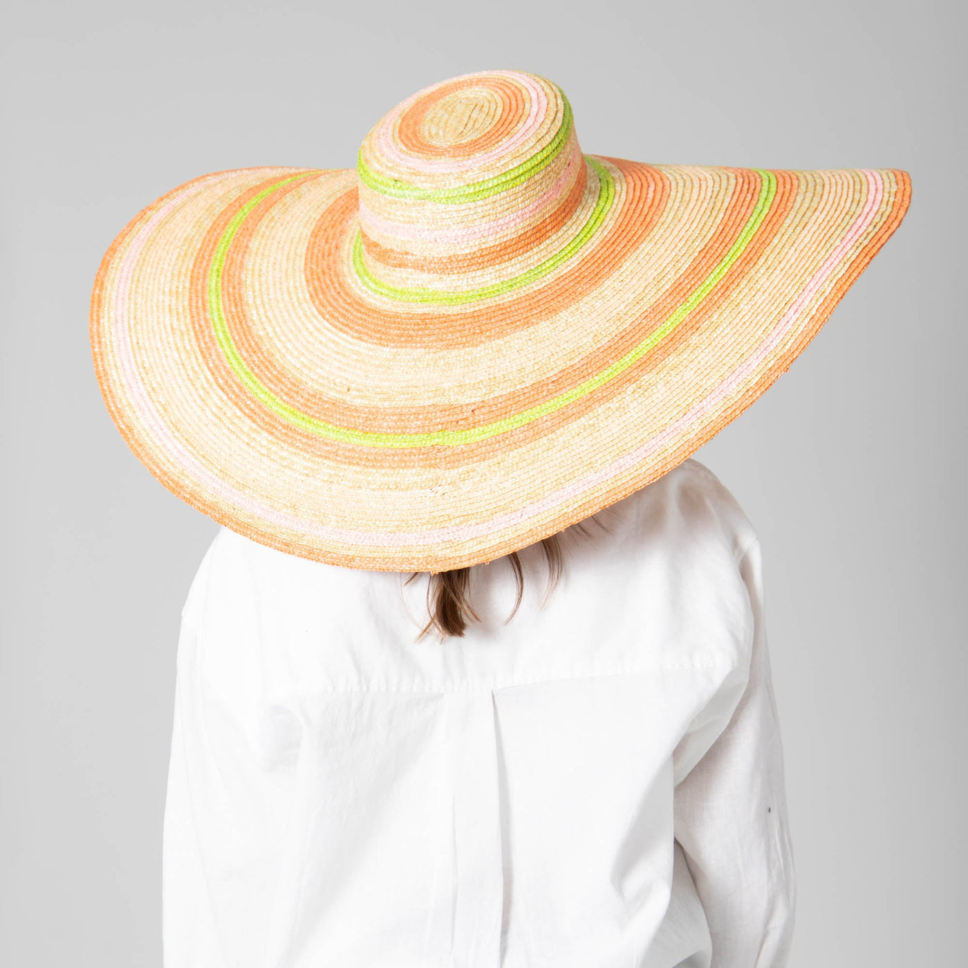 SUN BRIM - On Multi Holiday - Wheat Straw Stripe Wide Brim Sun Hat