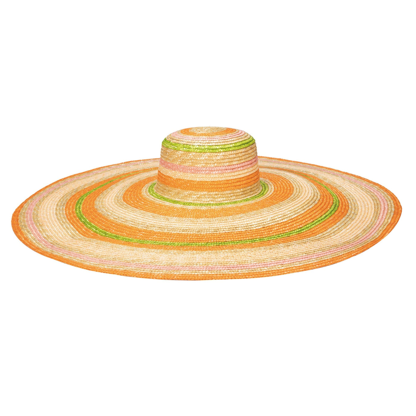 SUN BRIM - On Multi Holiday - Wheat Straw Stripe Wide Brim Sun Hat