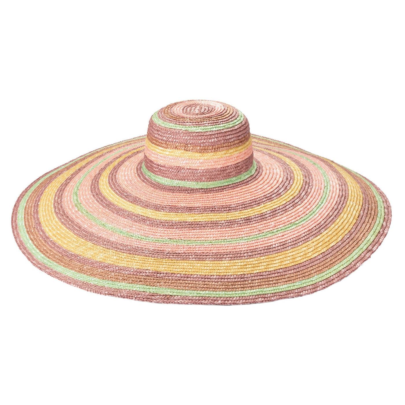 SUN BRIM - On Multi Holiday - Wheat Straw Stripe Wide Brim Sun Hat