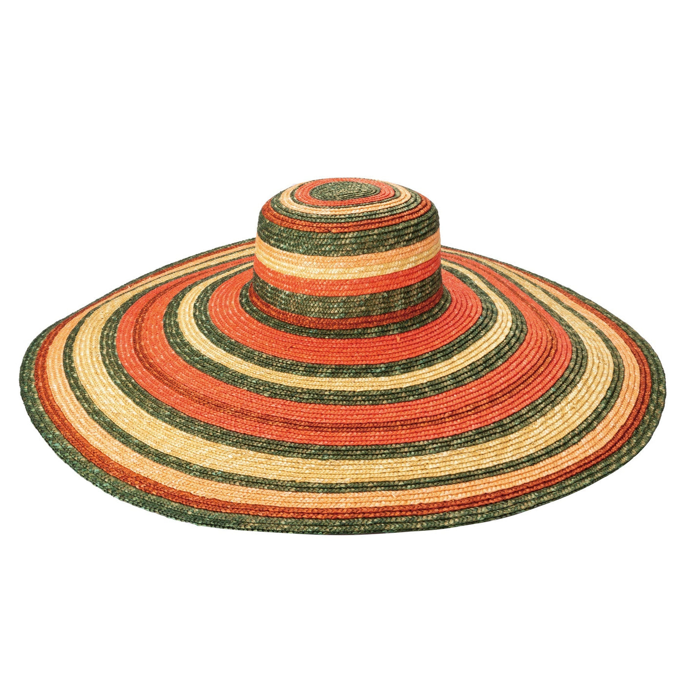 SUN BRIM - On Multi Holiday - Wheat Straw Stripe Wide Brim Sun Hat