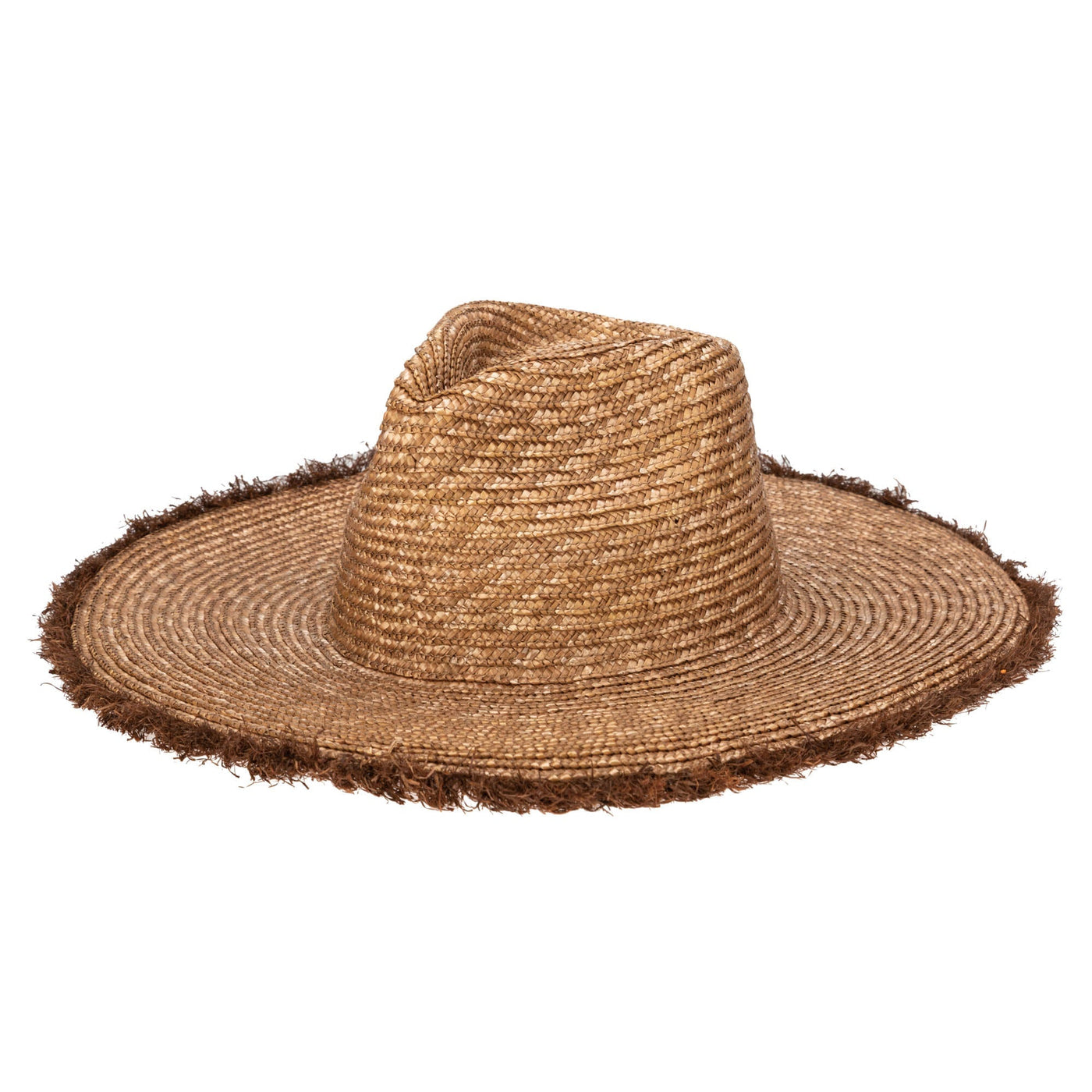 No Retouch - Wheat Straw Fedora With Frayed Raffia Trim