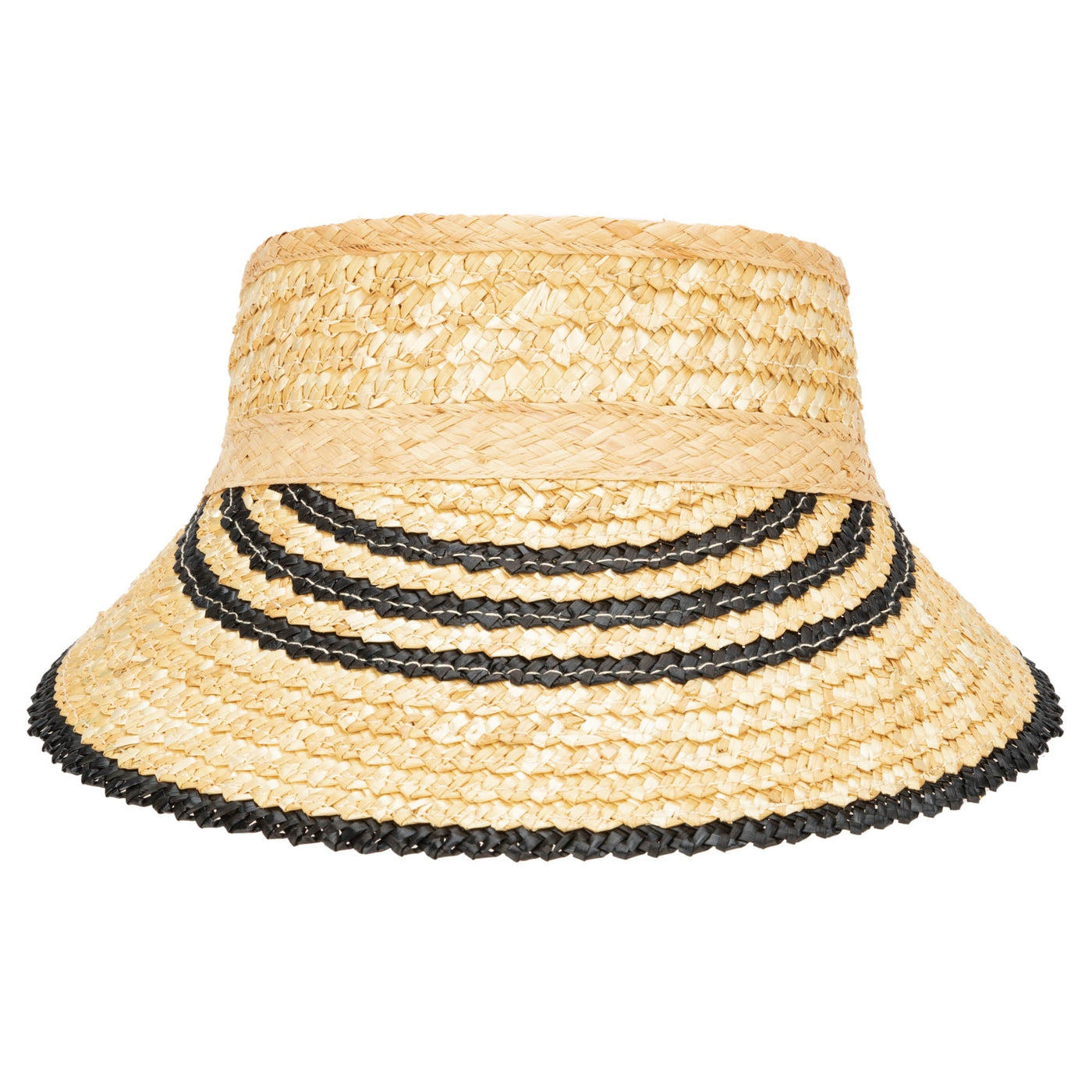 VISOR - Weekend Getaway - Women's Textured Wheat Straw Visor With Stripe & Velcro Back