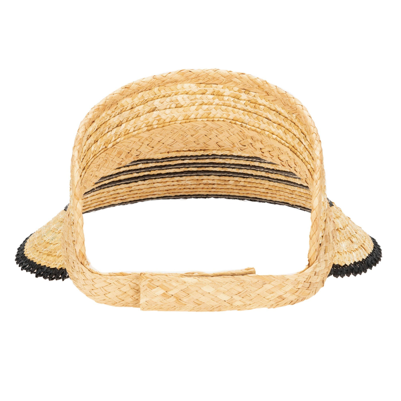 VISOR - Weekend Getaway - Women's Textured Wheat Straw Visor With Stripe & Velcro Back