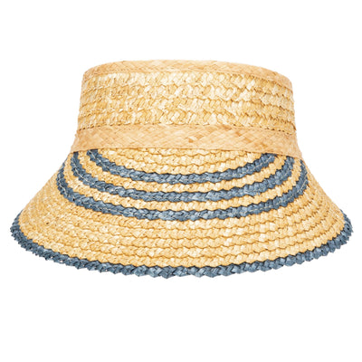 VISOR - Weekend Getaway - Women's Textured Wheat Straw Visor With Stripe & Velcro Back