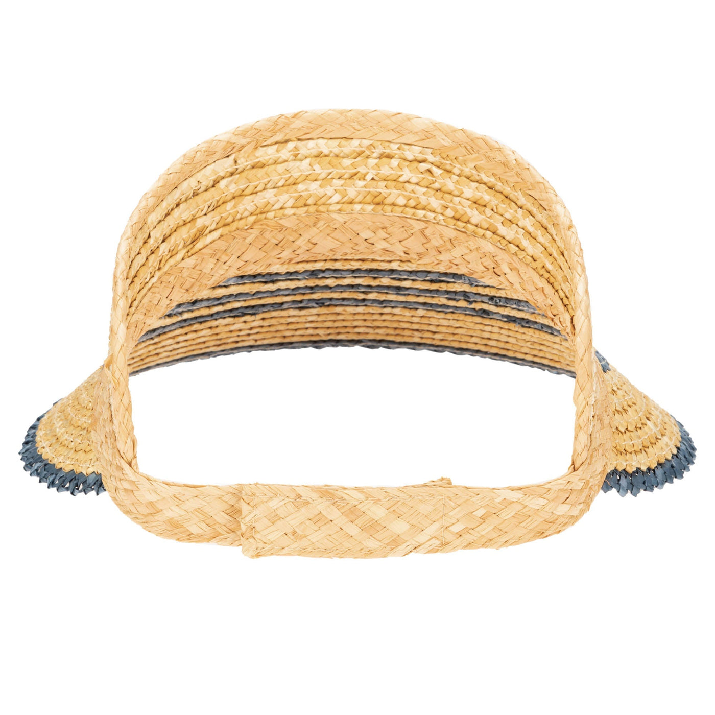 VISOR - Weekend Getaway - Women's Textured Wheat Straw Visor With Stripe & Velcro Back