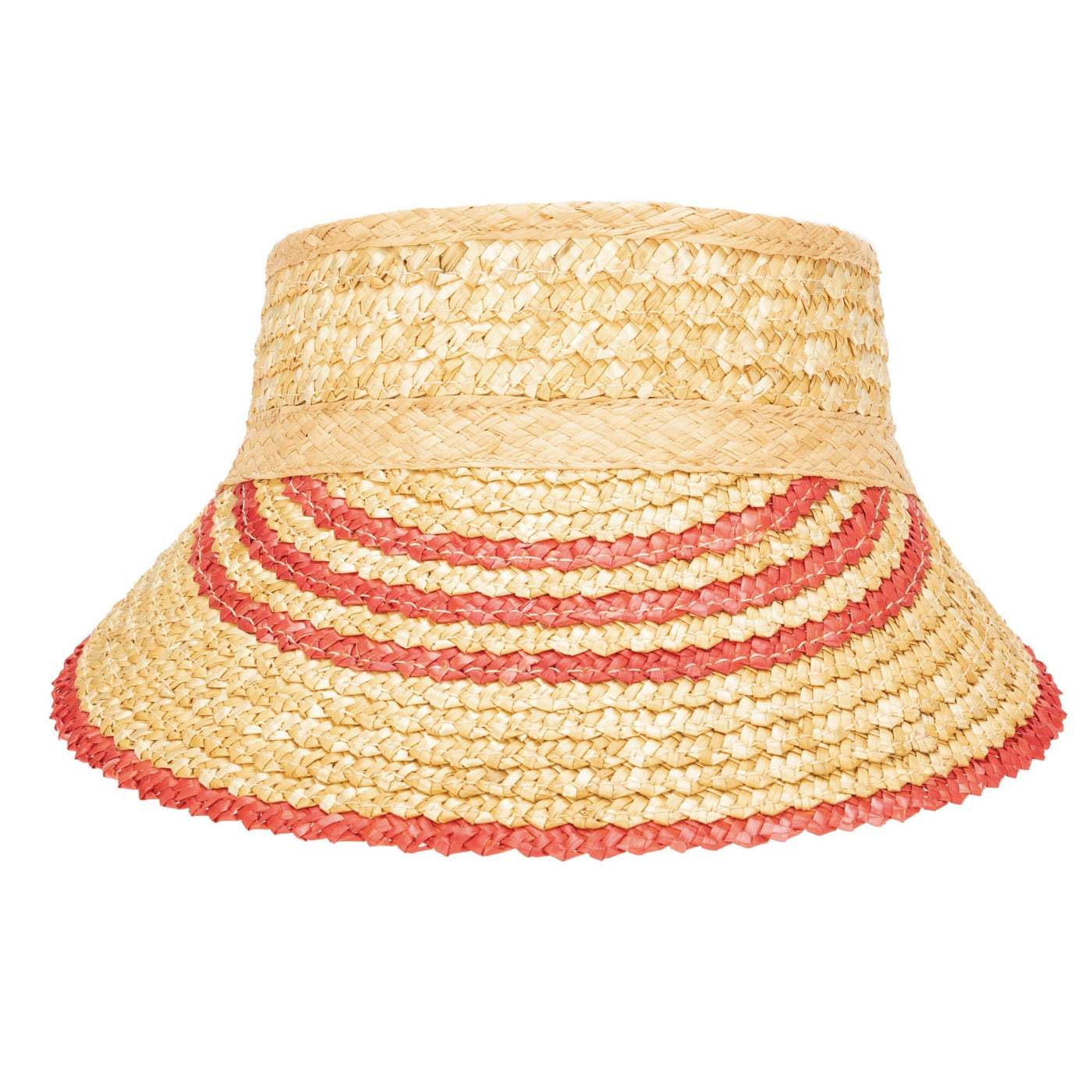 VISOR - Weekend Getaway - Women's Textured Wheat Straw Visor With Stripe & Velcro Back