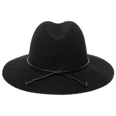 Hats - Women's Knit Fedora With Braided Faux Leather And Gold Trim