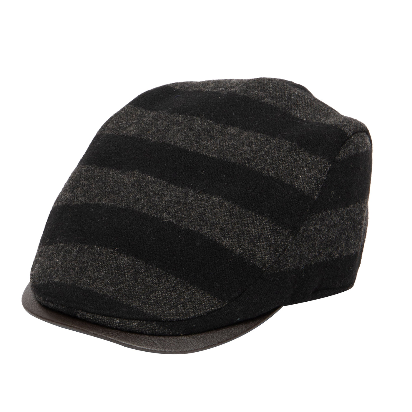 DRIVER - Men's Cut & Sew Striped Wool Driver W/Leather Brim