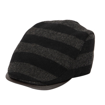 DRIVER - Men's Cut & Sew Striped Wool Driver W/Leather Brim