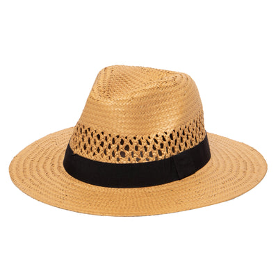 FEDORA - Men's Woven Paper Fedora With Vented Crown And Stretch Band