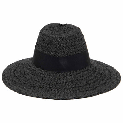 FEDORA - Women's Woven Paper Wide Brim Fedora With Grosgrain