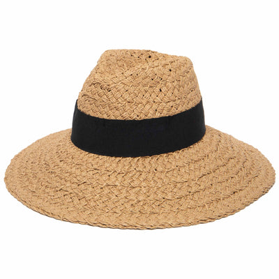 FEDORA - Women's Woven Paper Wide Brim Fedora With Grosgrain