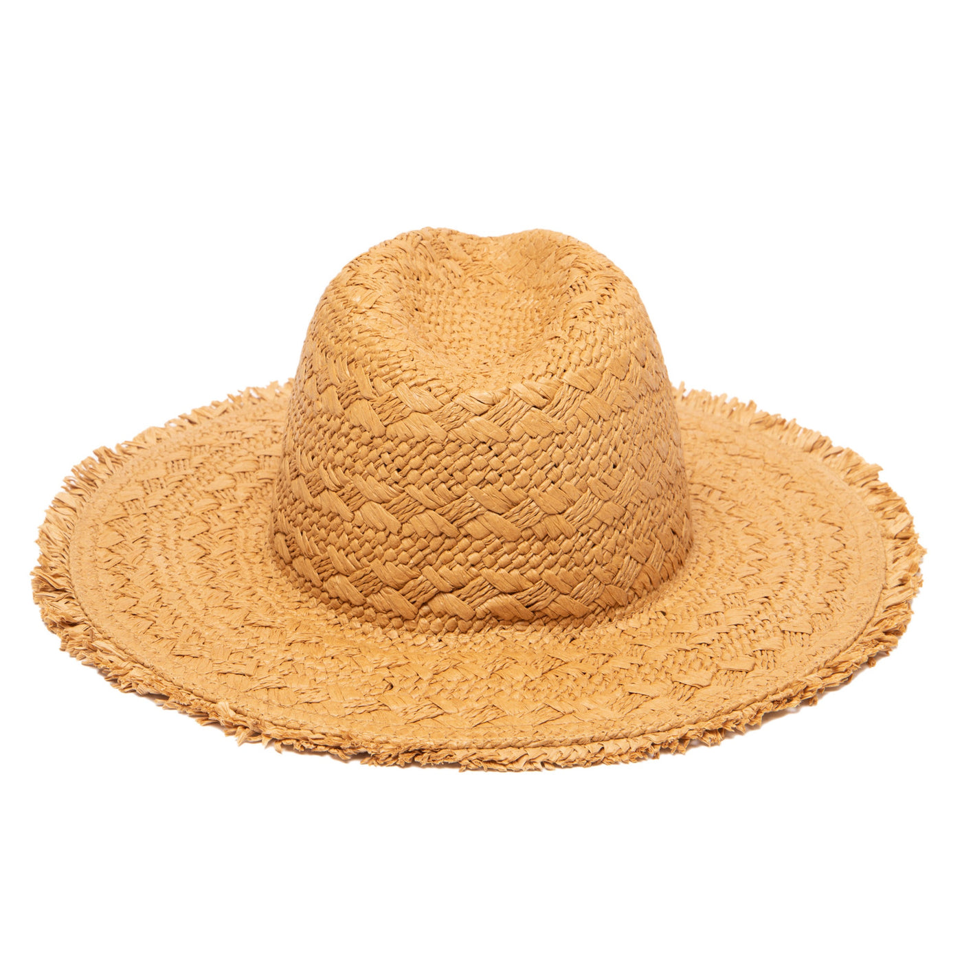 FEDORA - Women's Woven Pattern Fedora With Fray Edge