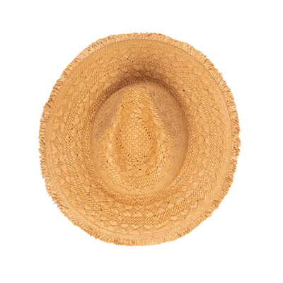 FEDORA - Women's Woven Pattern Fedora With Fray Edge