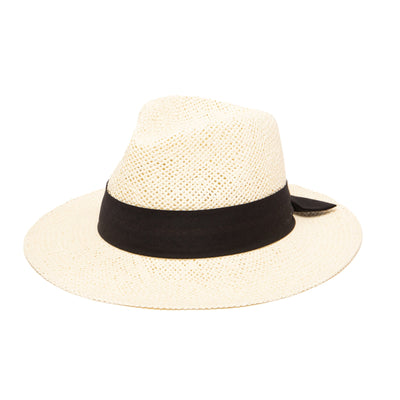 FEDORA - Women's Woven Paper Fedora With Back Knot Band