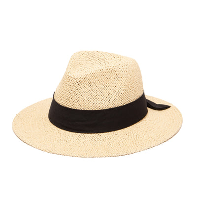 FEDORA - Women's Woven Paper Fedora With Back Knot Band