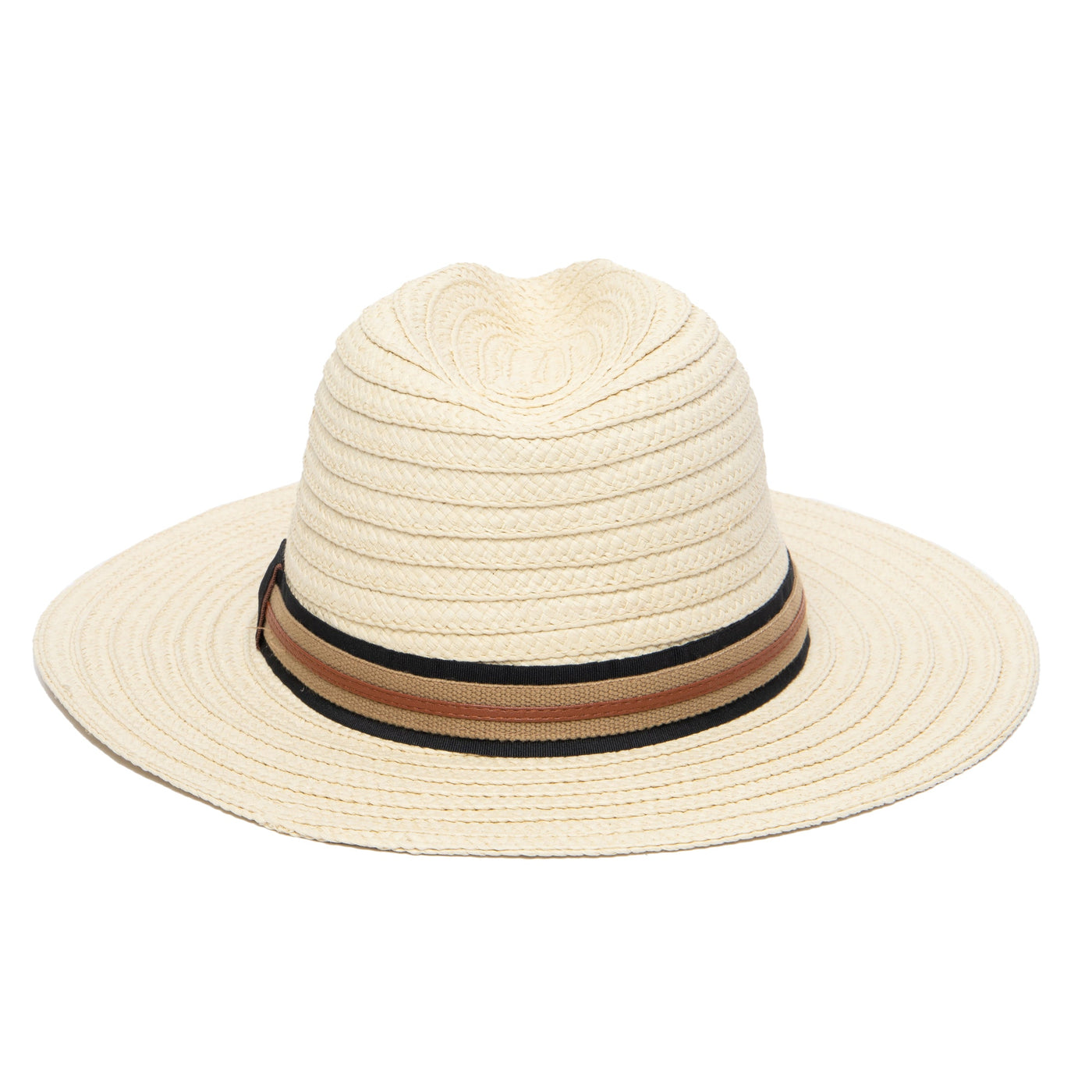 FEDORA - Men's Panama With Layered Webbing & Faux Leather Trim