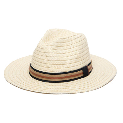 FEDORA - Men's Panama With Layered Webbing & Faux Leather Trim