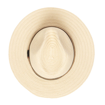 FEDORA - Men's Panama With Layered Webbing & Faux Leather Trim