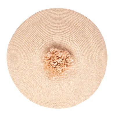 BERET - Kid Paper Braid Beret W/ Straw Pom Pom