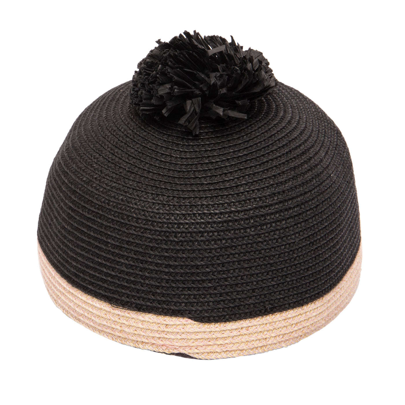 BERET - Kid Paper Braid Cap Beret W/ Straw Pom Pom