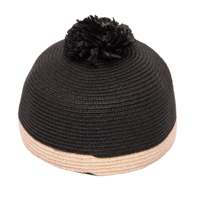 BERET - Kid Paper Braid Cap Beret W/ Straw Pom Pom