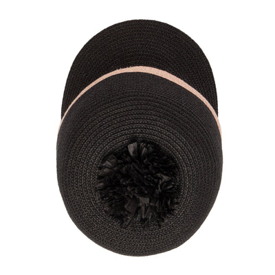 BERET - Kid Paper Braid Cap Beret W/ Straw Pom Pom