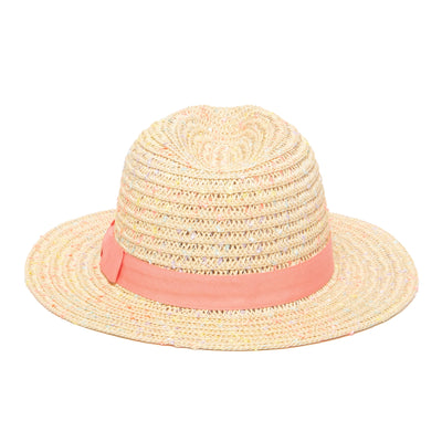 FEDORA - 5-7 Yr Kid's Paperbraid Multi-color Fedora With Blush Band/Bow