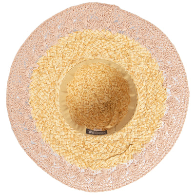 SUN BRIM - Women's Paper Straw Hat With Crochet Brim (PBL3203)