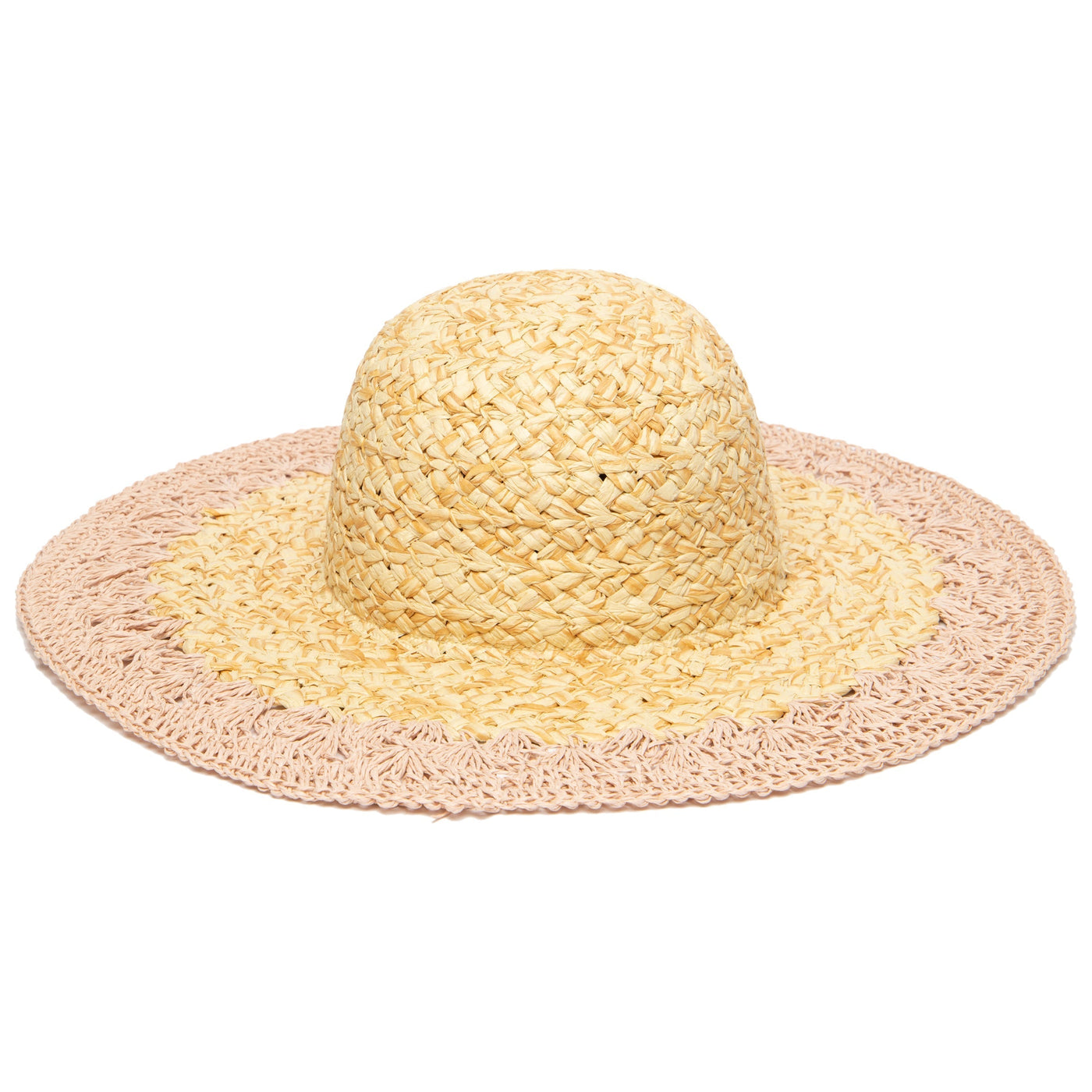 SUN BRIM - Women's Paper Straw Hat With Crochet Brim (PBL3203)