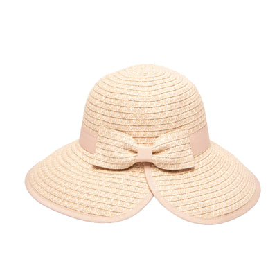 Women's Contrasting Edged Sun Brim Hat With Back Bow