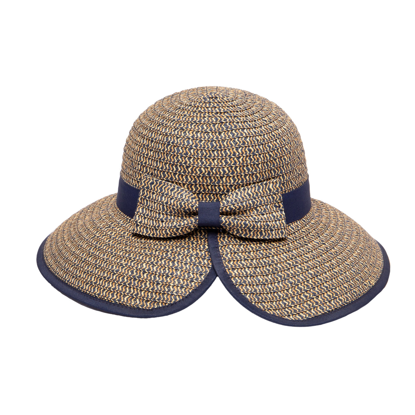 Women's Contrasting Edged Sun Brim Hat With Back Bow